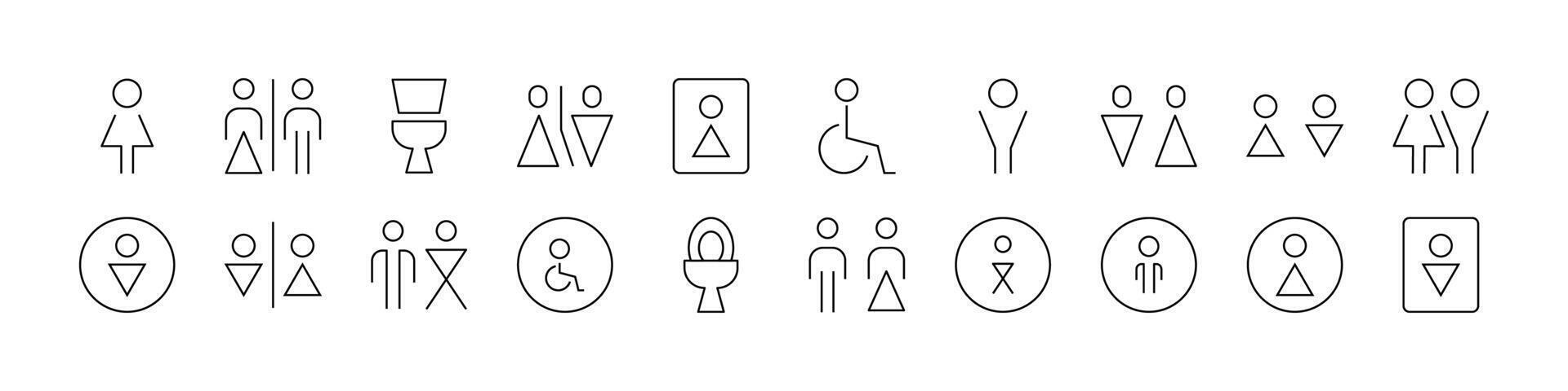 Toilet Pack of Thin Icons. Editable Stroke. Perfect for Web Sites, Books, Cards, Apps vector