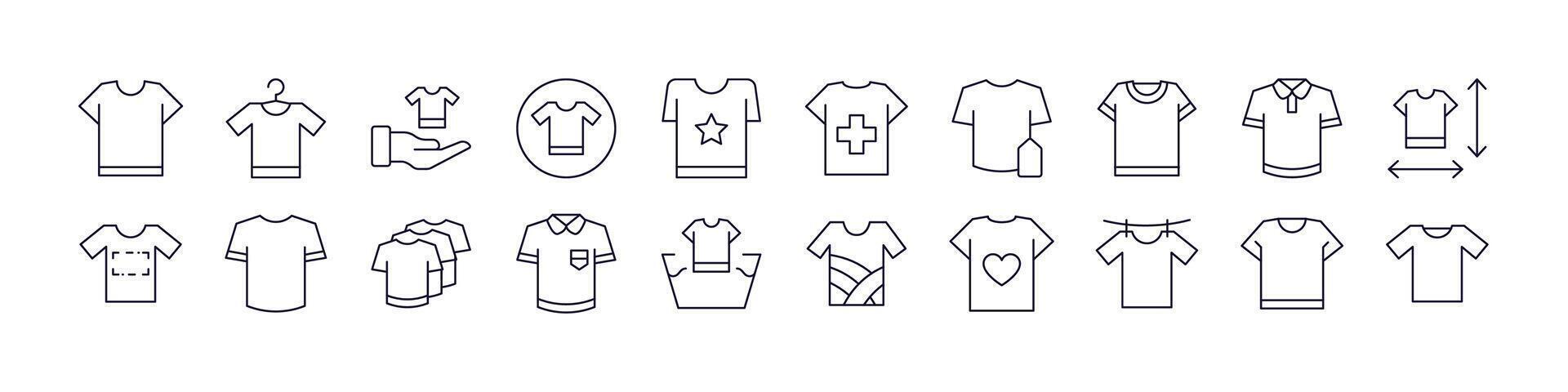 T Shirt Thin Icons Collection. Editable Stroke. Perfect for Web Sites, Books, Cards, Apps vector