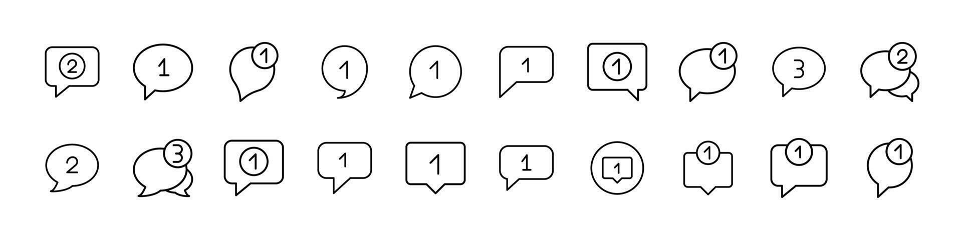 Pack of Line Icons of Speech Bubbles. Minimalistic Linear Pictogram for Web and Graphic Design, Apps, Banners, Social Network and Cards vector