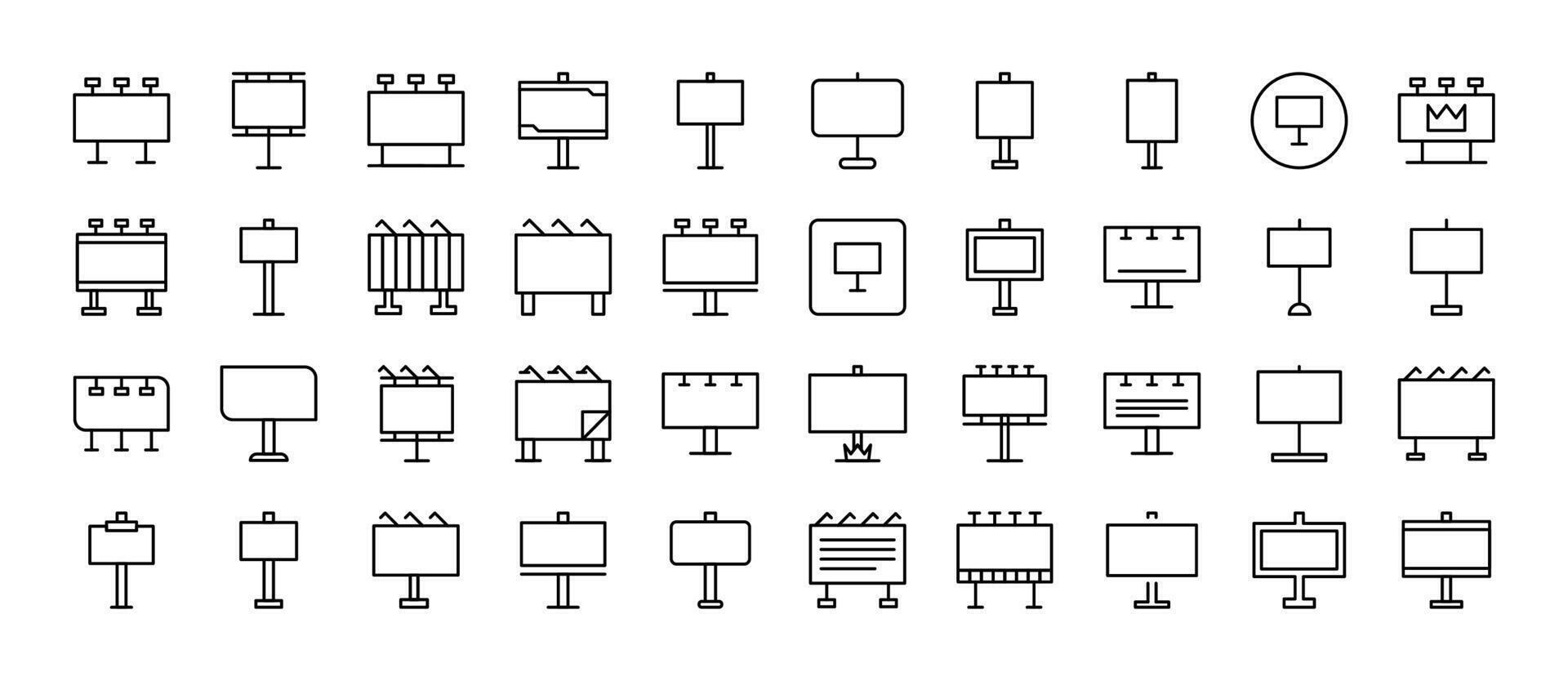 Street Banner Line Icon Set. Outline Signs for Graphic and Web Design, Apps, Adverts, Various Cards vector