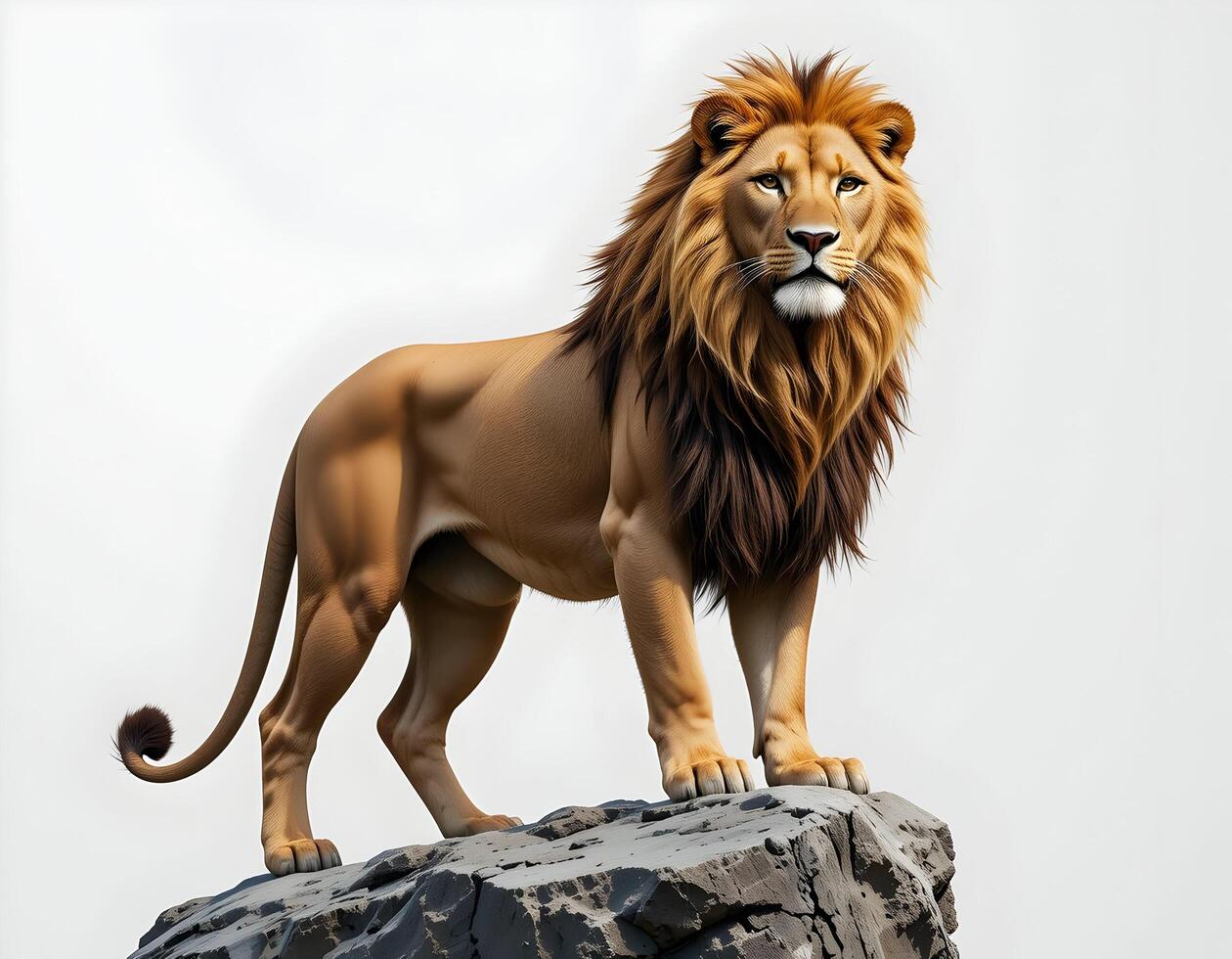 Lion Standing on Rock Overlook King of Beasts photo