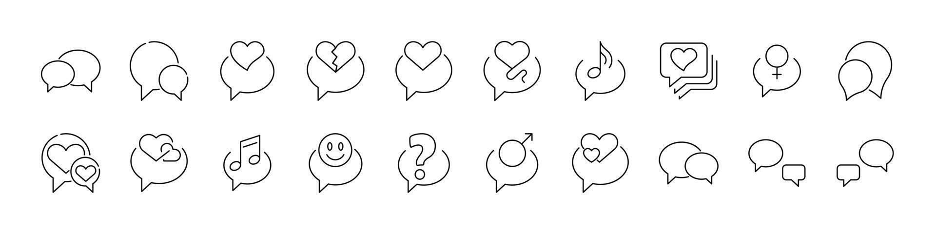 Speech Bubble Line Icon Bundle. Minimalistic Linear Pictogram for Web and Graphic Design, Apps, Banners, Social Network and Cards vector