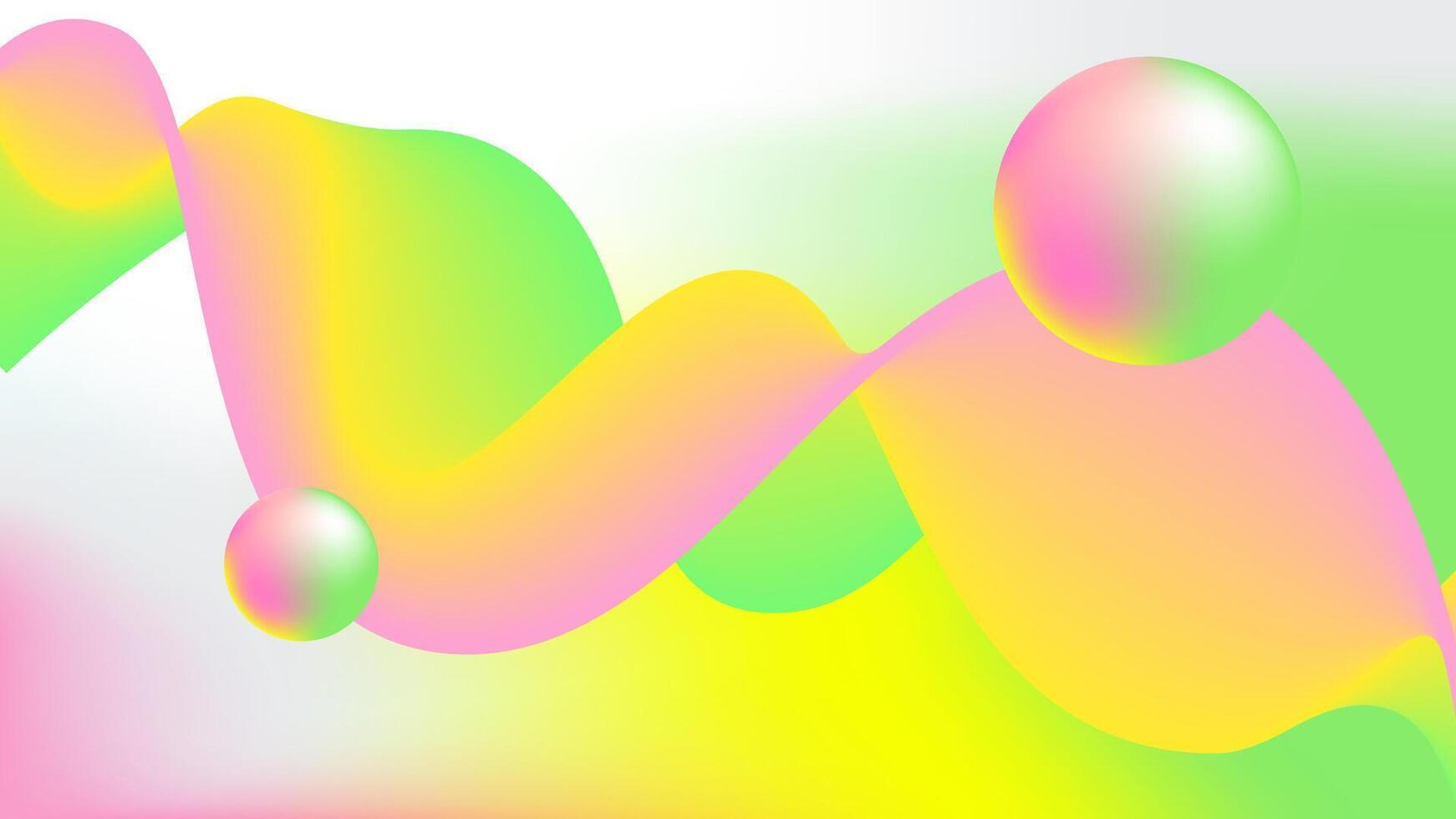 Abstract wavy spring gradient design in pink, yellow, and green on a light background. Ideal for modern digital art, tech backgrounds, posters, and mood-setting visuals. Futuristic and vibrant. vector