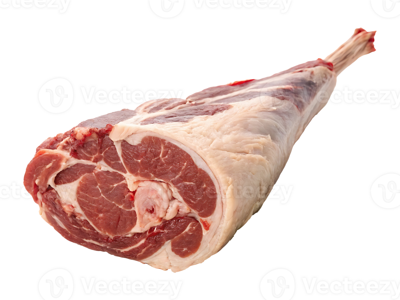Raw leg of lamb with sprig of rosemary png