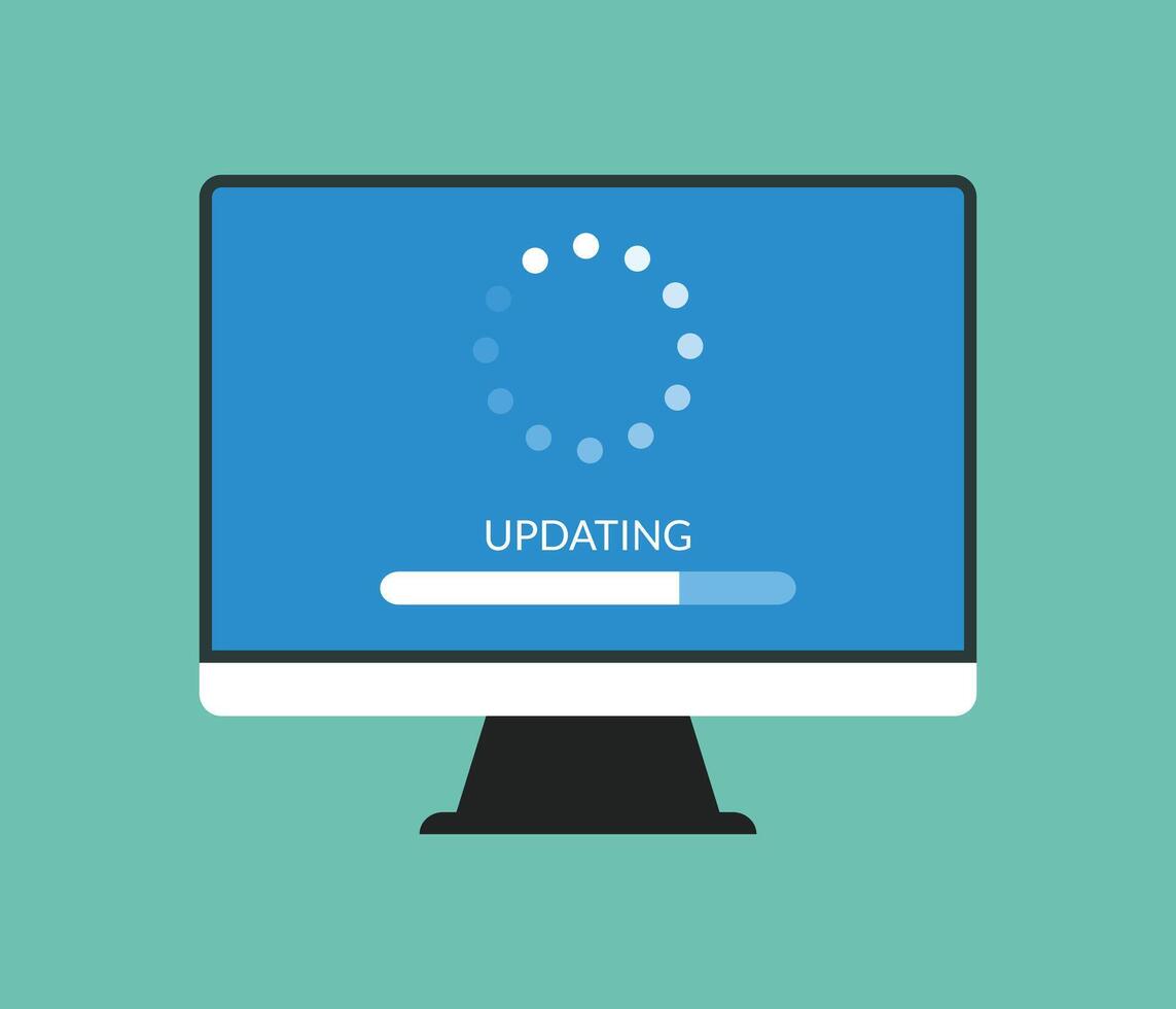 System software updating or loading process concept on computer stock illustration vector
