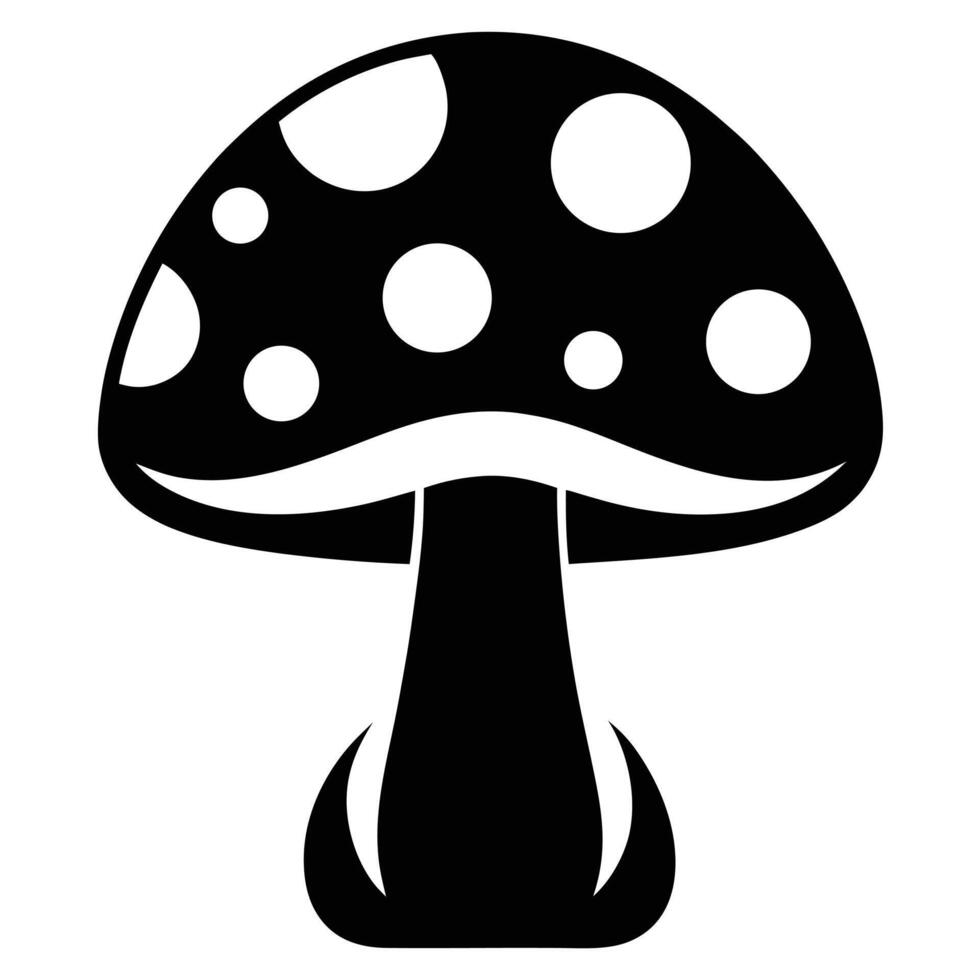 Black and white mushroom illustration vector