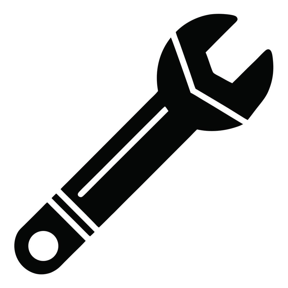 Black wrench icon on white background vector