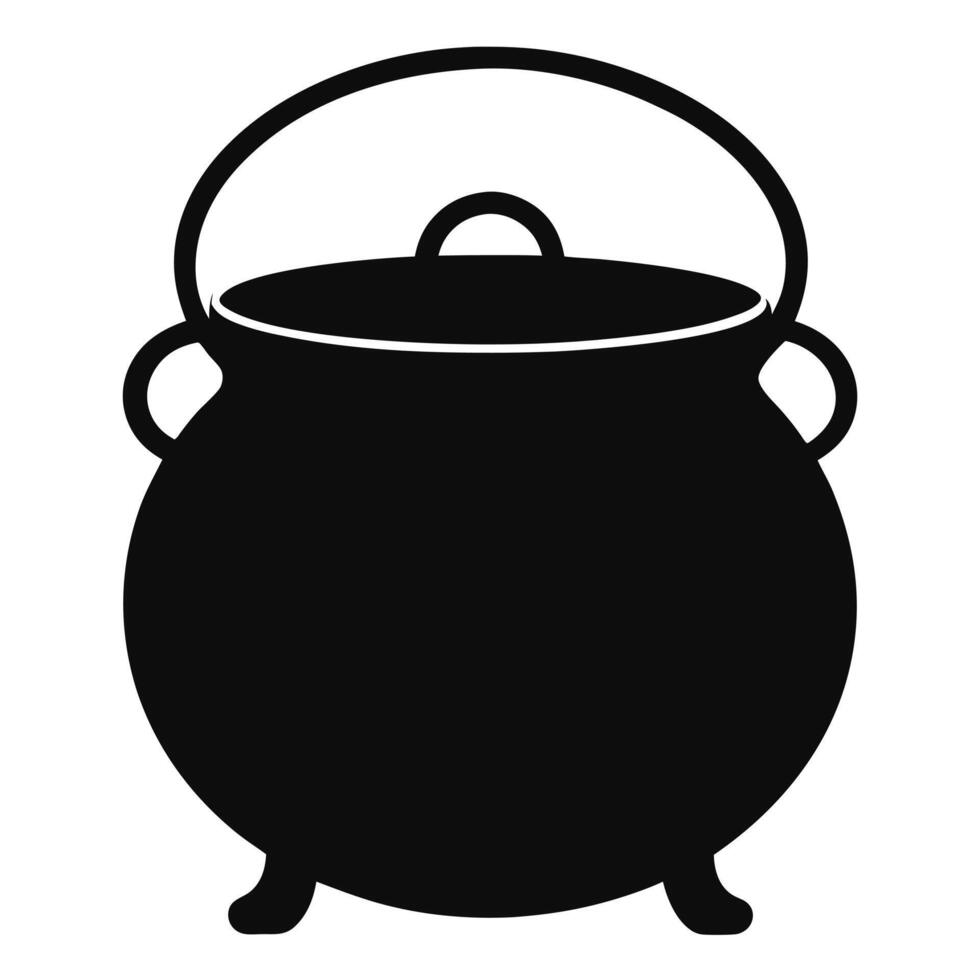 Black cauldron with handle and lid Design vector