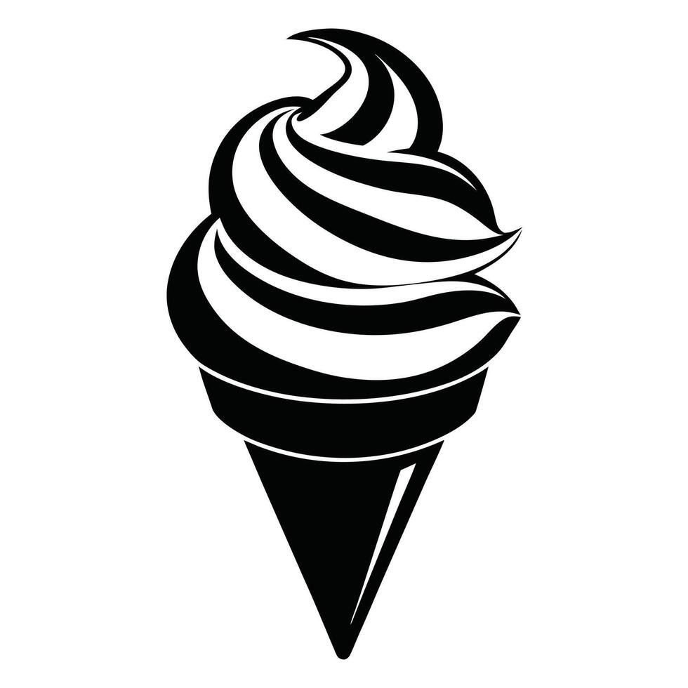 Black and white ice cream cone vector