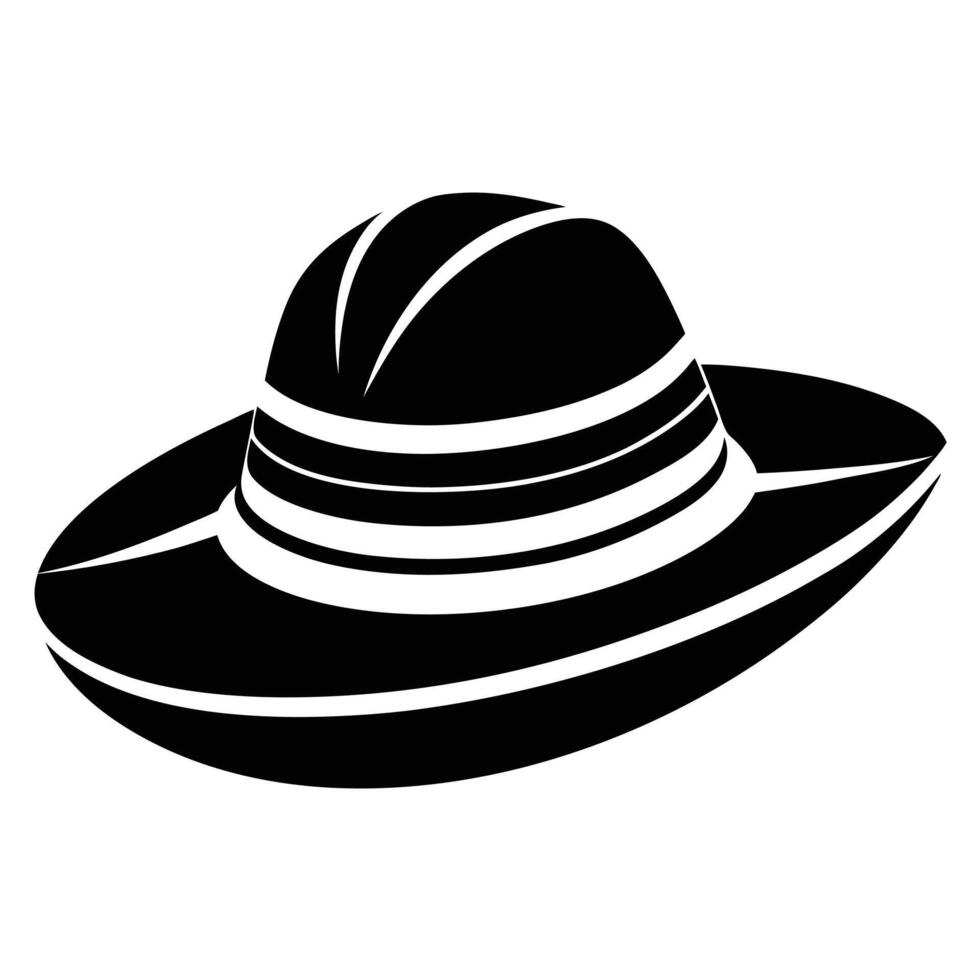 Elegant black and white fedora hat vector