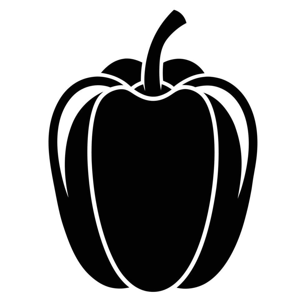 Black and white bell pepper illustration vector