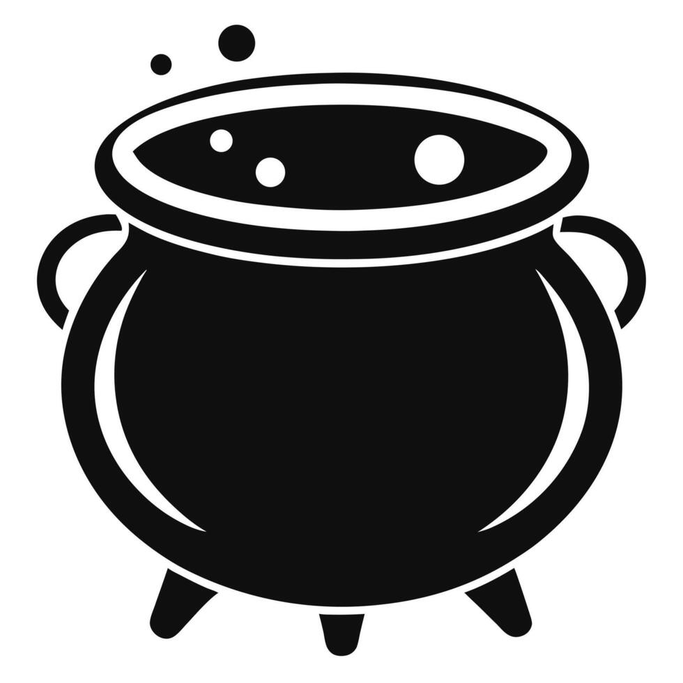 Black cauldron boiling bubbles witchcraft symbol vector