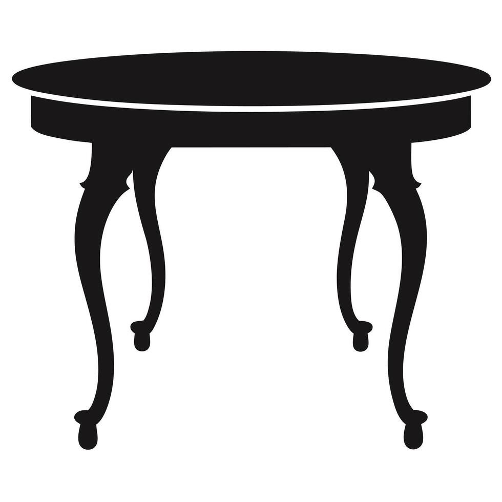 Black silhouette of elegant antique table vector