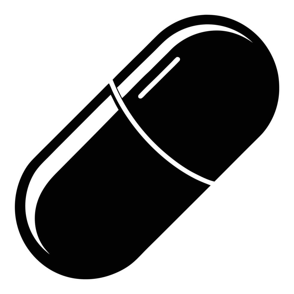 Black and white pill capsule illustration vector