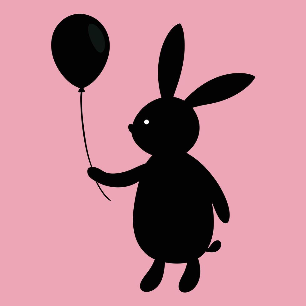 Black rabbit holding a balloon vector