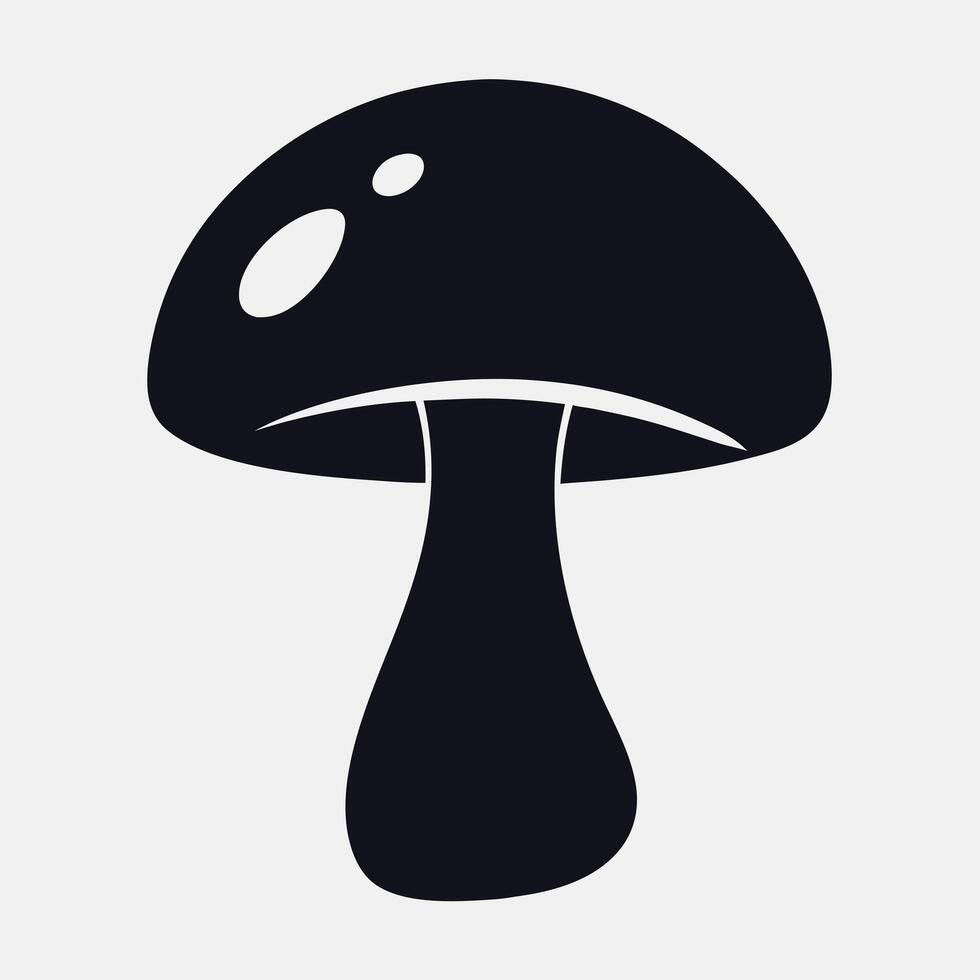 Black and white simple mushroom illustration vector