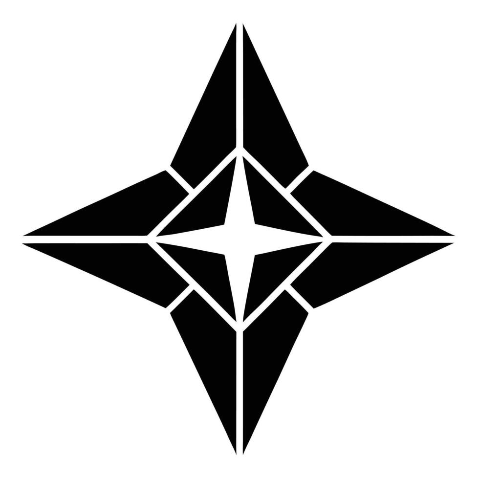 Geometric black and white star symbol vector