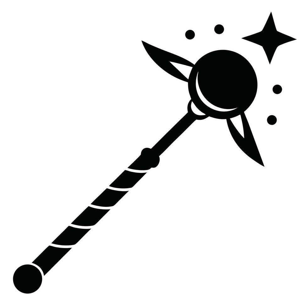 Magic wand black and white vector