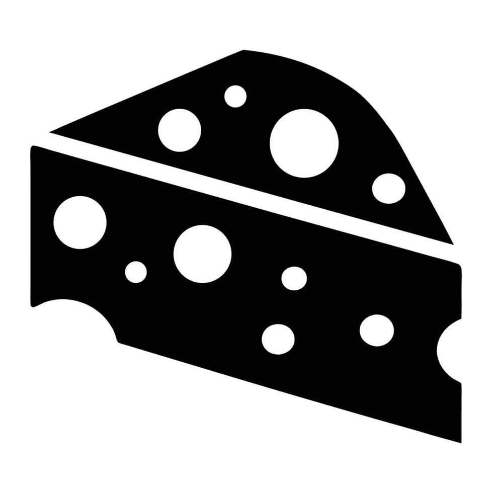 Black and white cheese slice icon vector