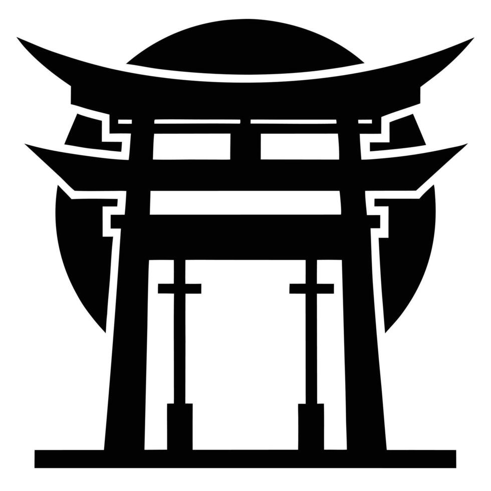 Japanese torii gate silhouette symbol vector