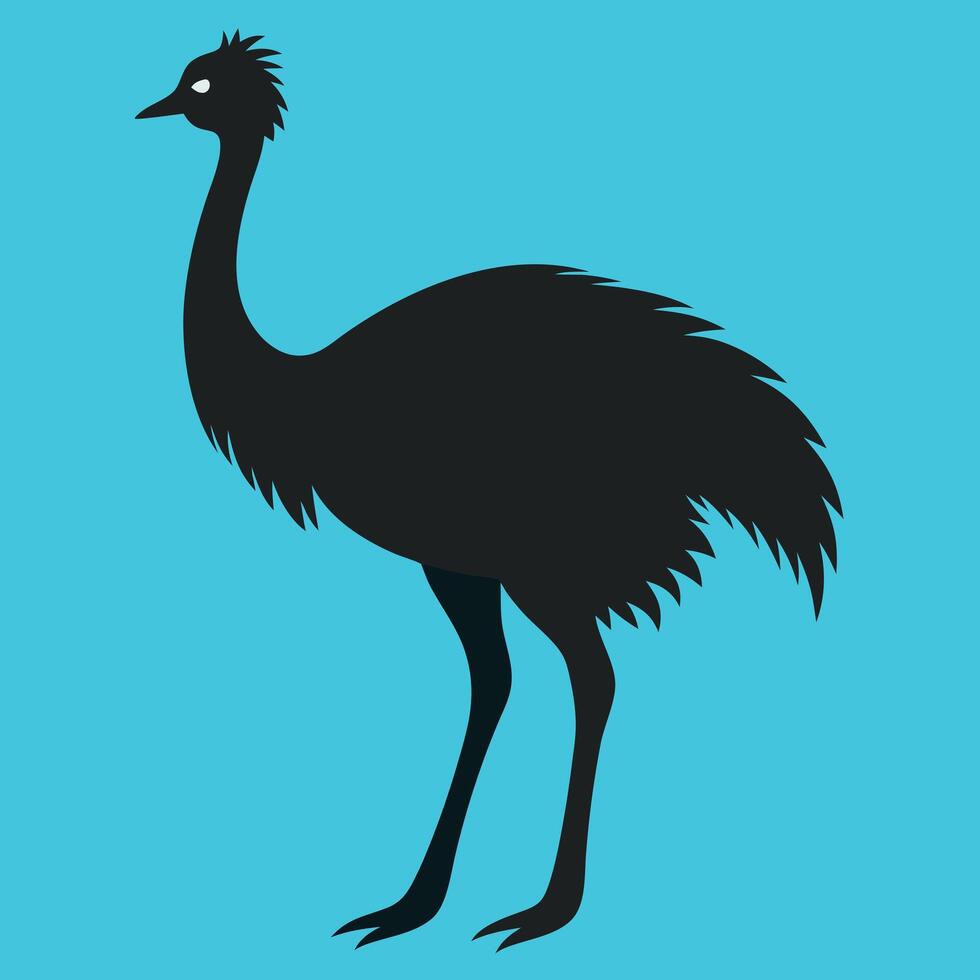 Emu silhouette on blue background vector
