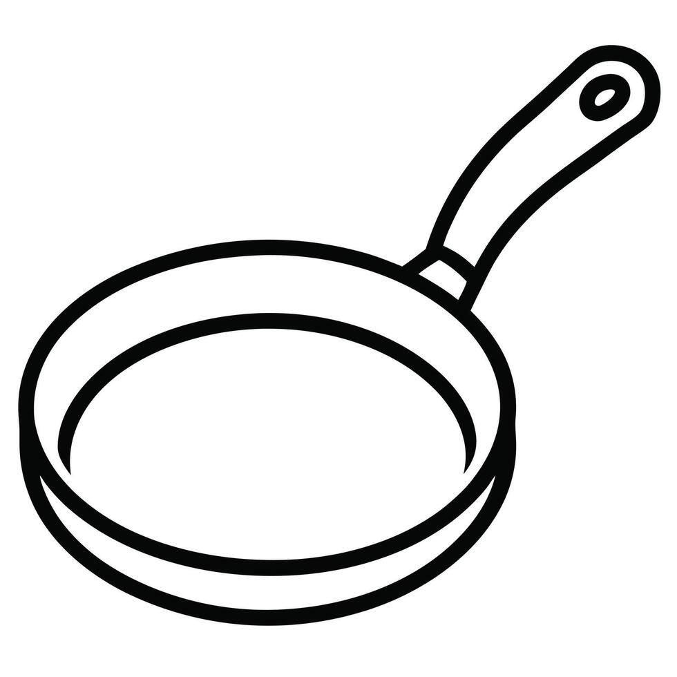 Outlined black and white frying pan vector