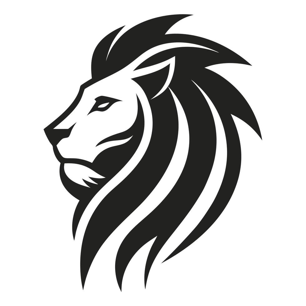 Lion head silhouette in elegant monochrome vector