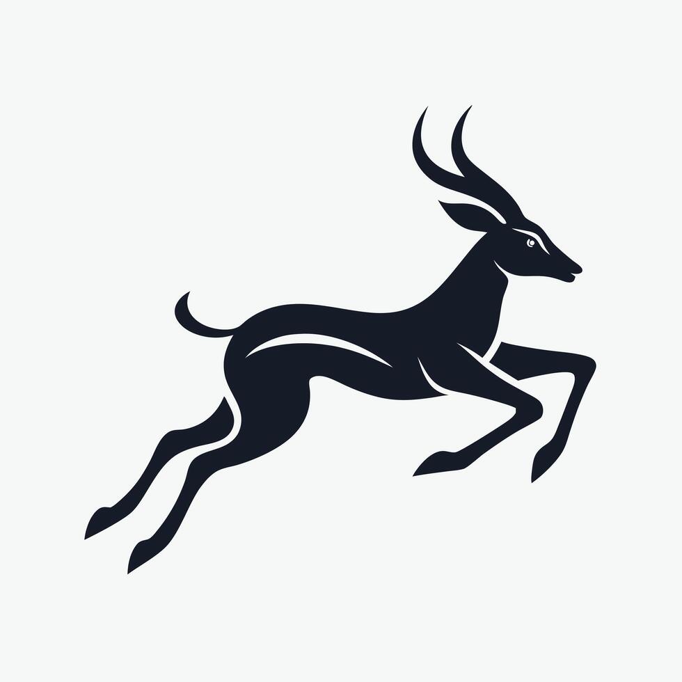 Elegant black gazelle jumping silhouette vector