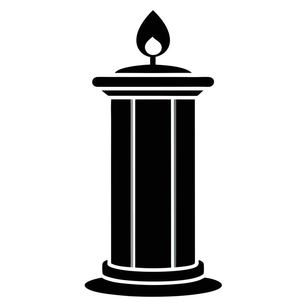 Candle flame silhouette black and white vector