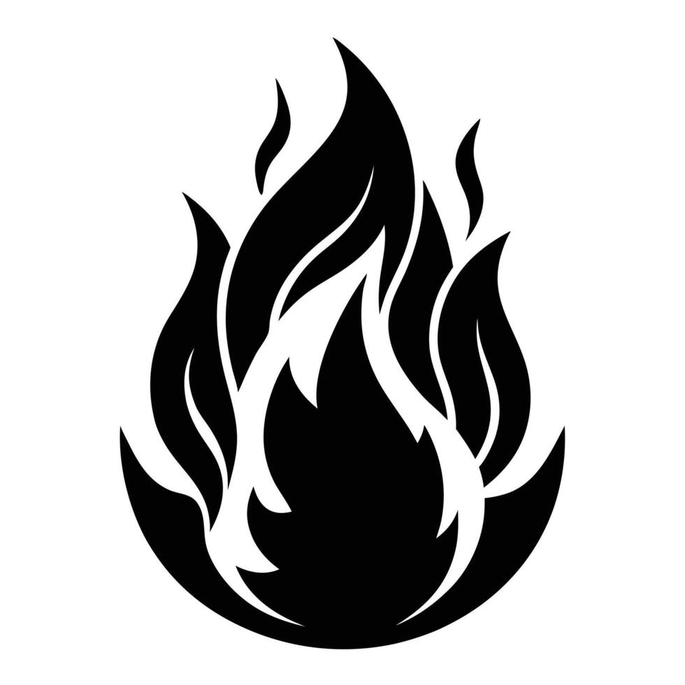 Black flame silhouette icon illustration vector