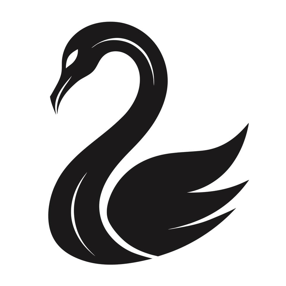 Elegant black swan silhouette on white vector