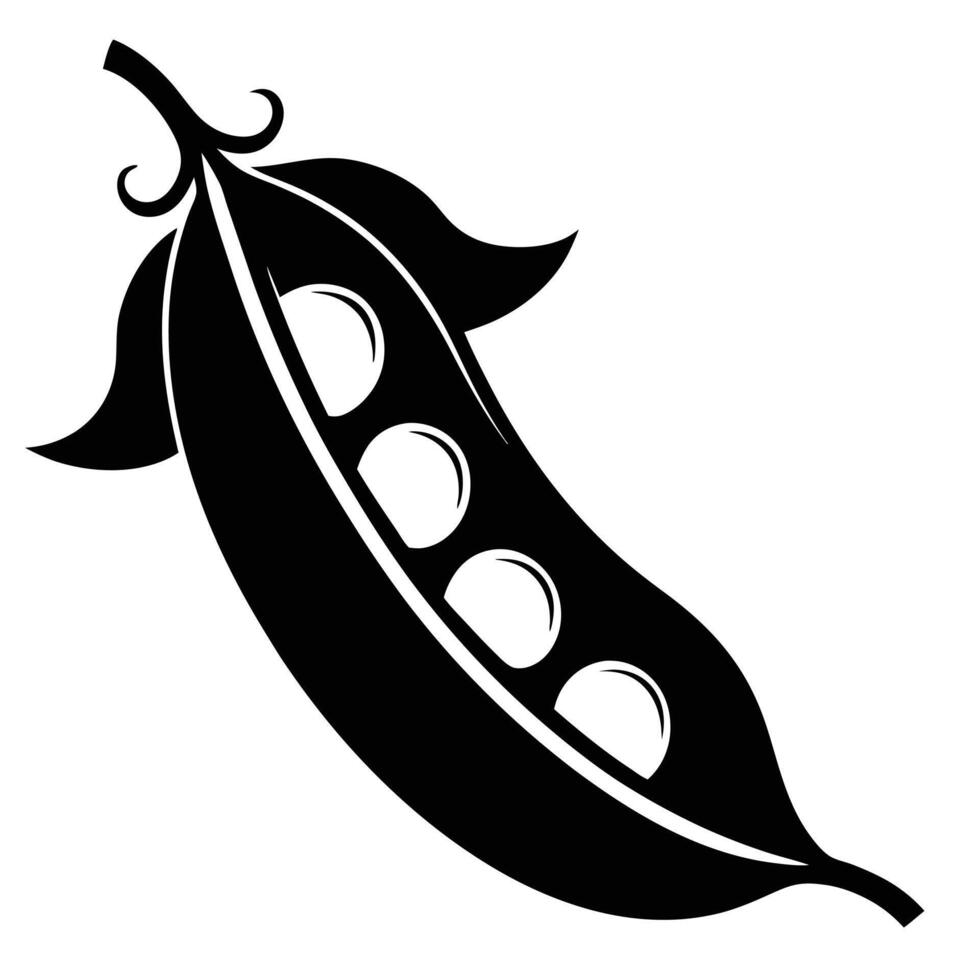 Black and white pea pod vector