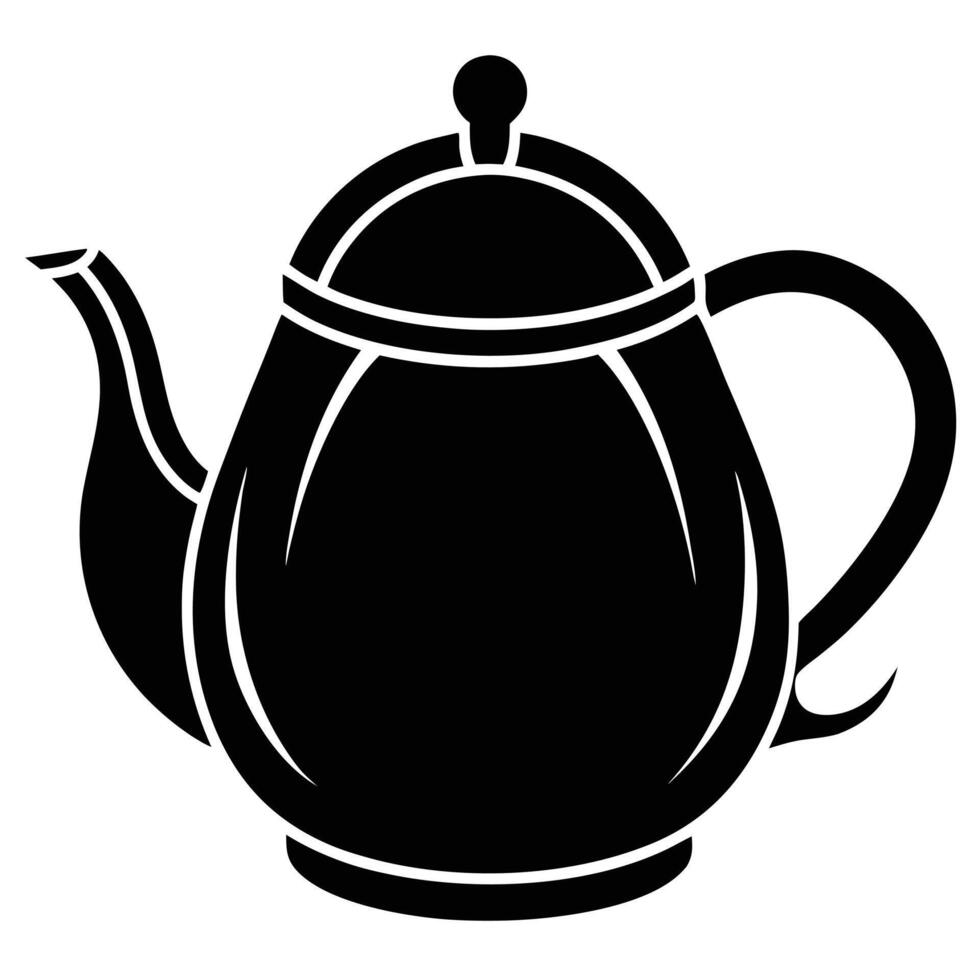 Black and white teapot silhouette art vector