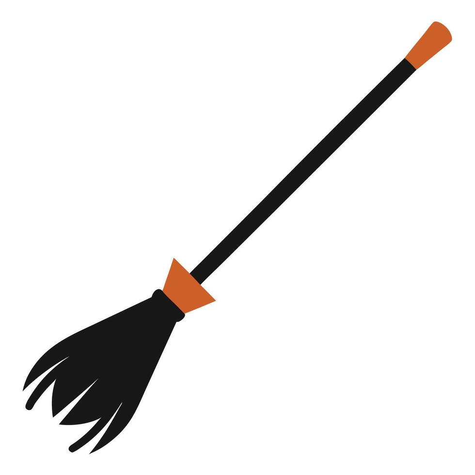 Halloween witch broom on white background vector