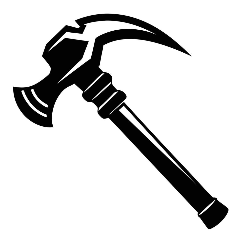 Black silhouette hammer and pickaxe tool vector