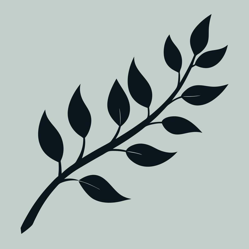 Elegant black branch with simple leaves vector
