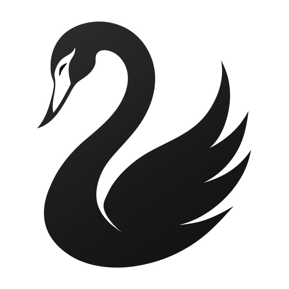 Black swan silhouette on white background vector