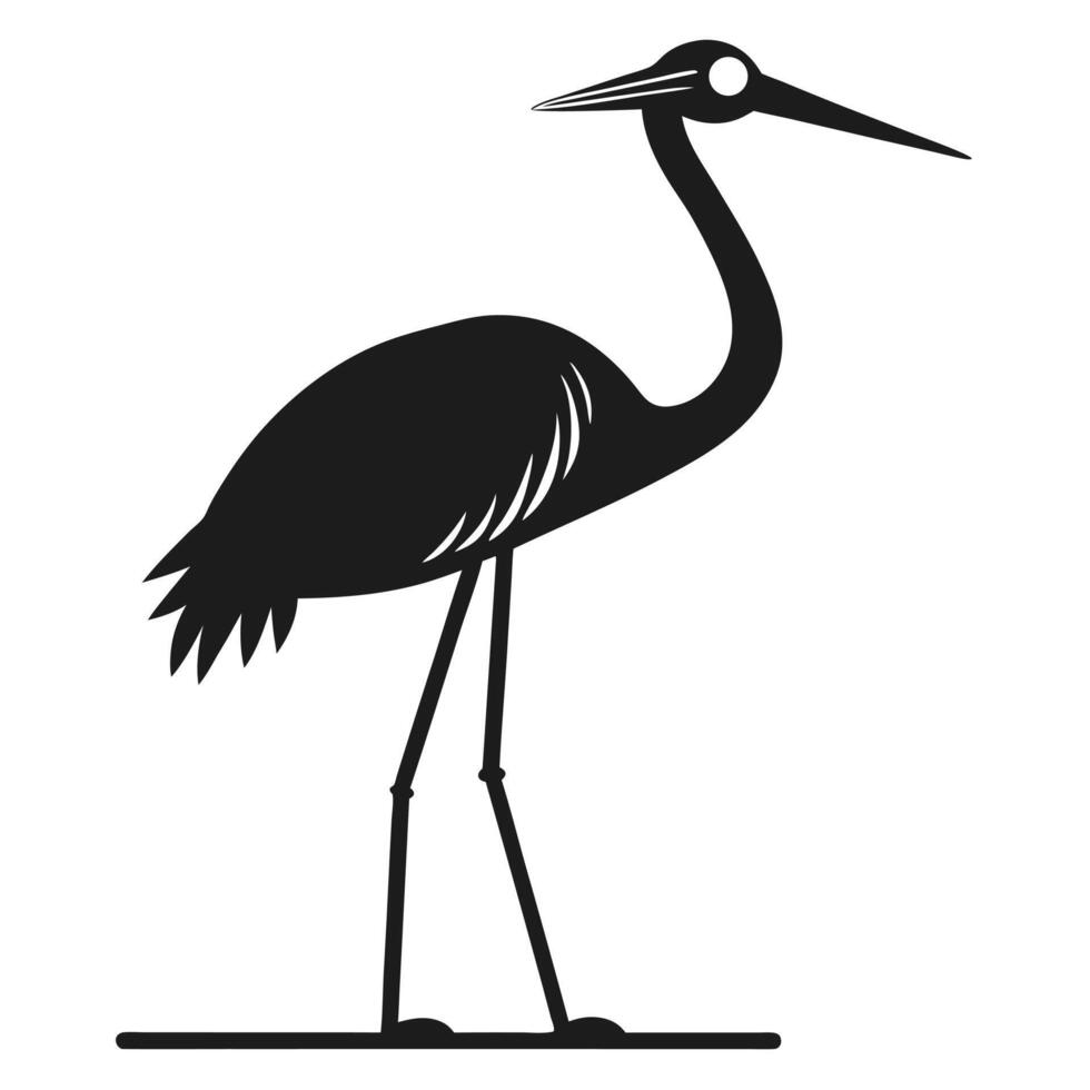 Silhouette of a graceful black heron vector