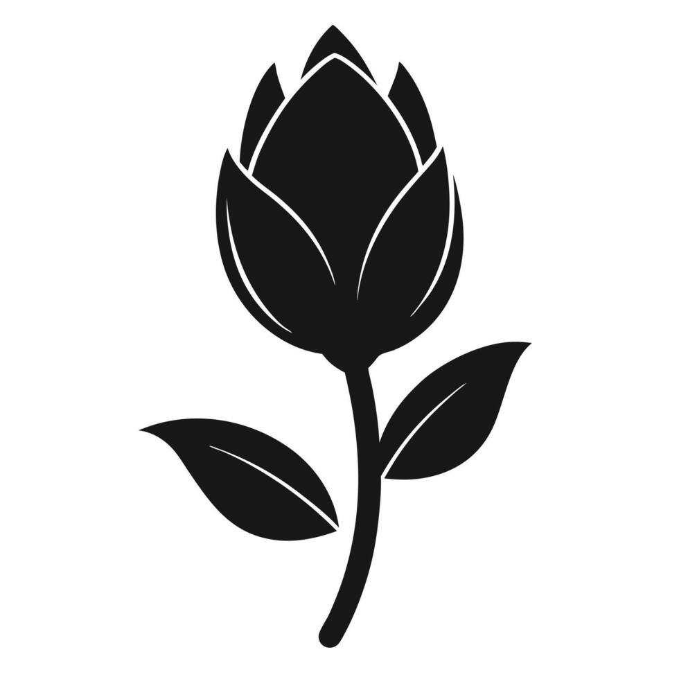 Black flower bud silhouette isolated Design vector