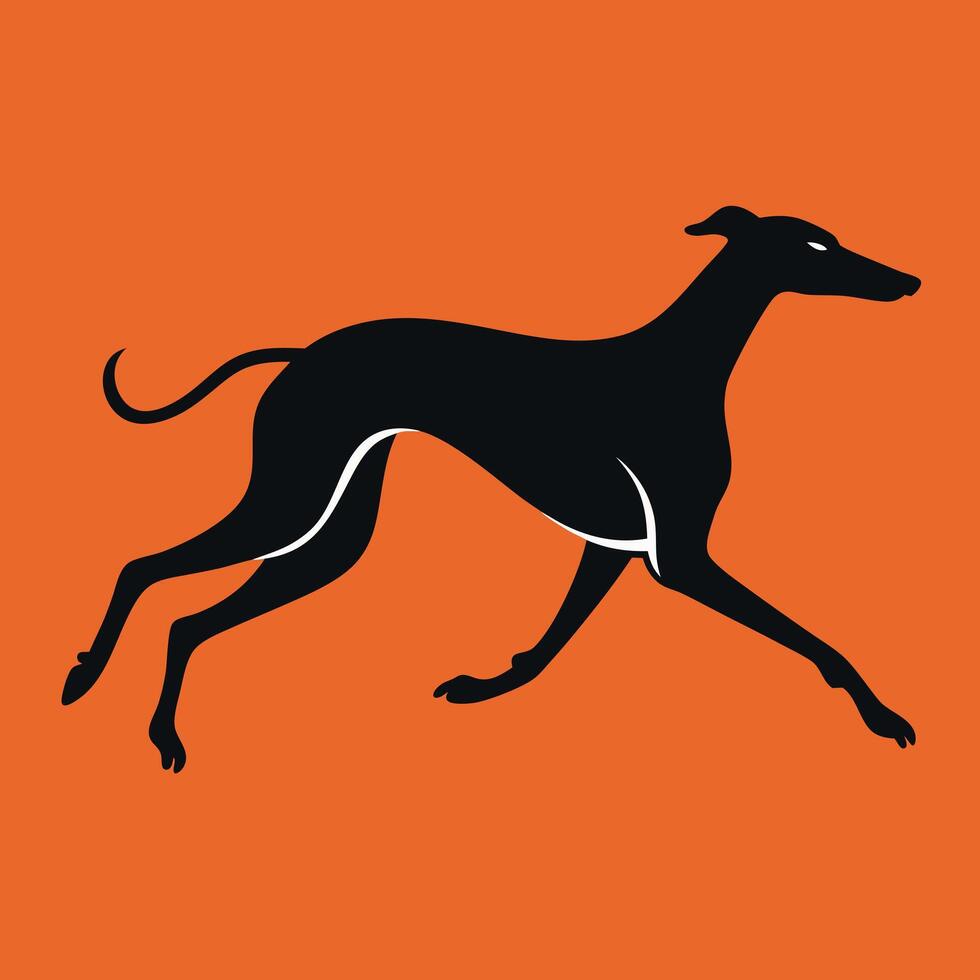 Silhouette of a greyhound dog running vector