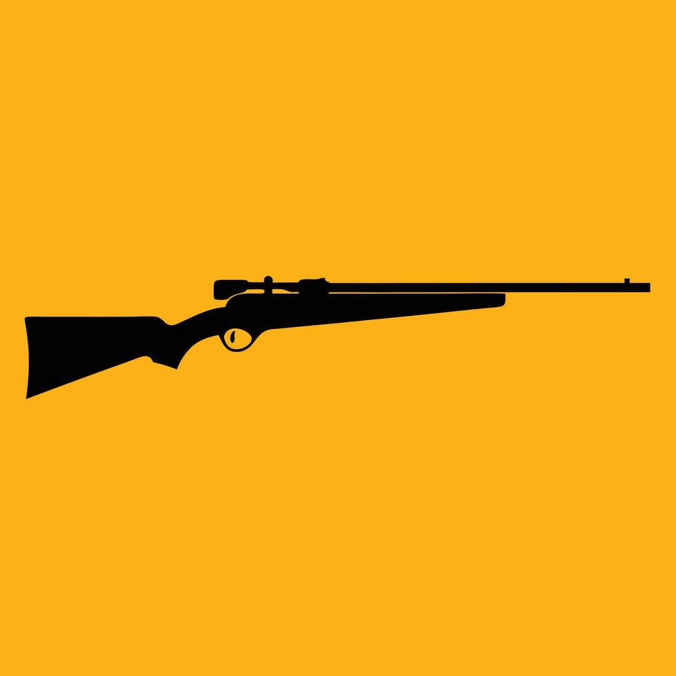 Silhouette rifle with scope on yellow vector