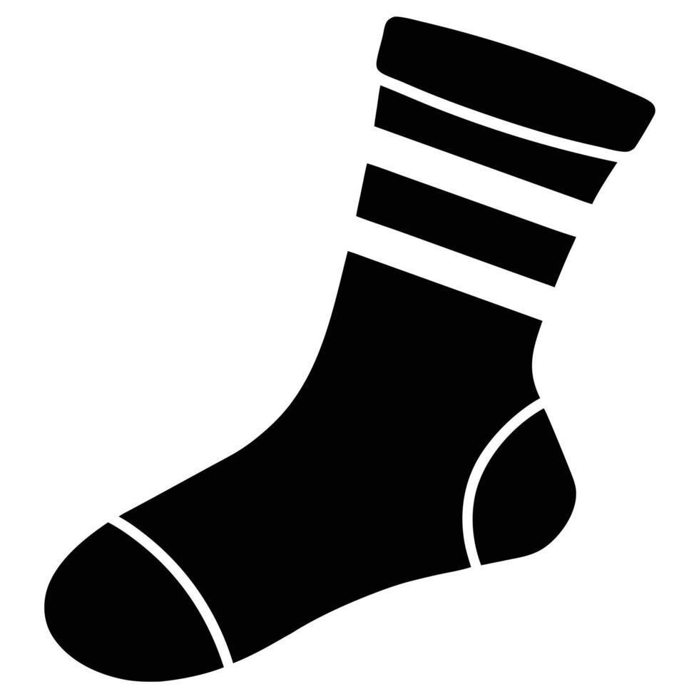 Black and white striped sock icon vector