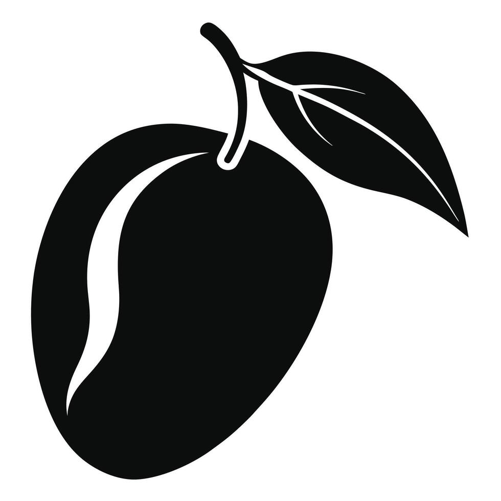Silhouette of a simple mango fruit vector