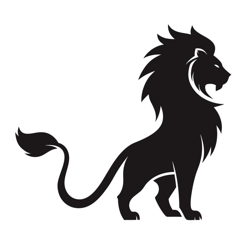 Silhouette of a majestic lion on white vector