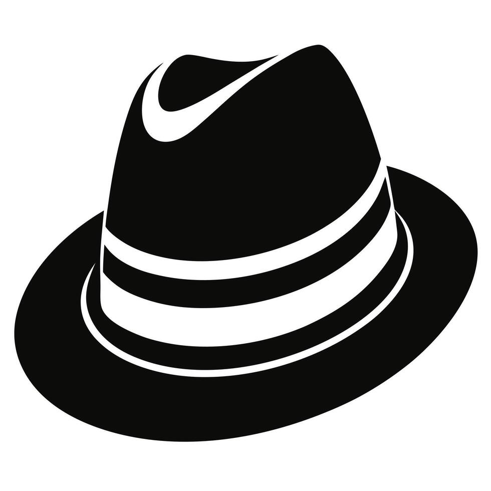 Black and white fedora hat vector