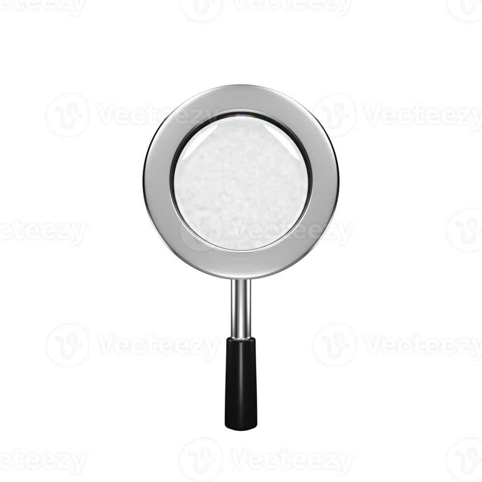 3d render isolated magnifying glass illustration png