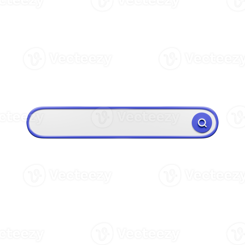 3D Render of a Purple and White Search Bar with Magnifying Glass Icon png