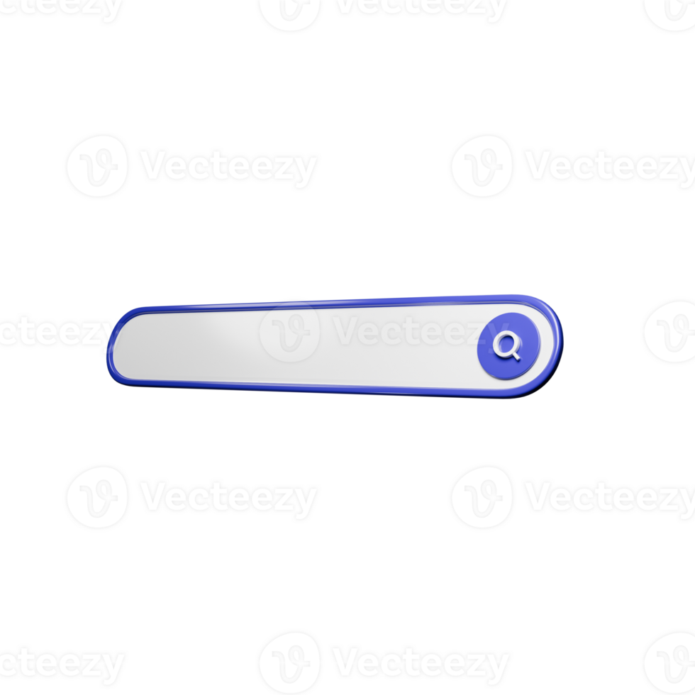 Perspective 3D Render of a Search Bar with Magnifying Glass png