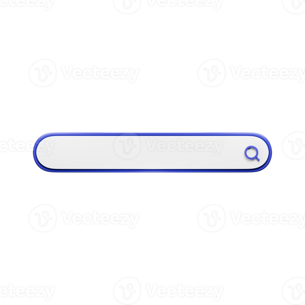 3D Render of a Search Bar with Magnifying Glass png