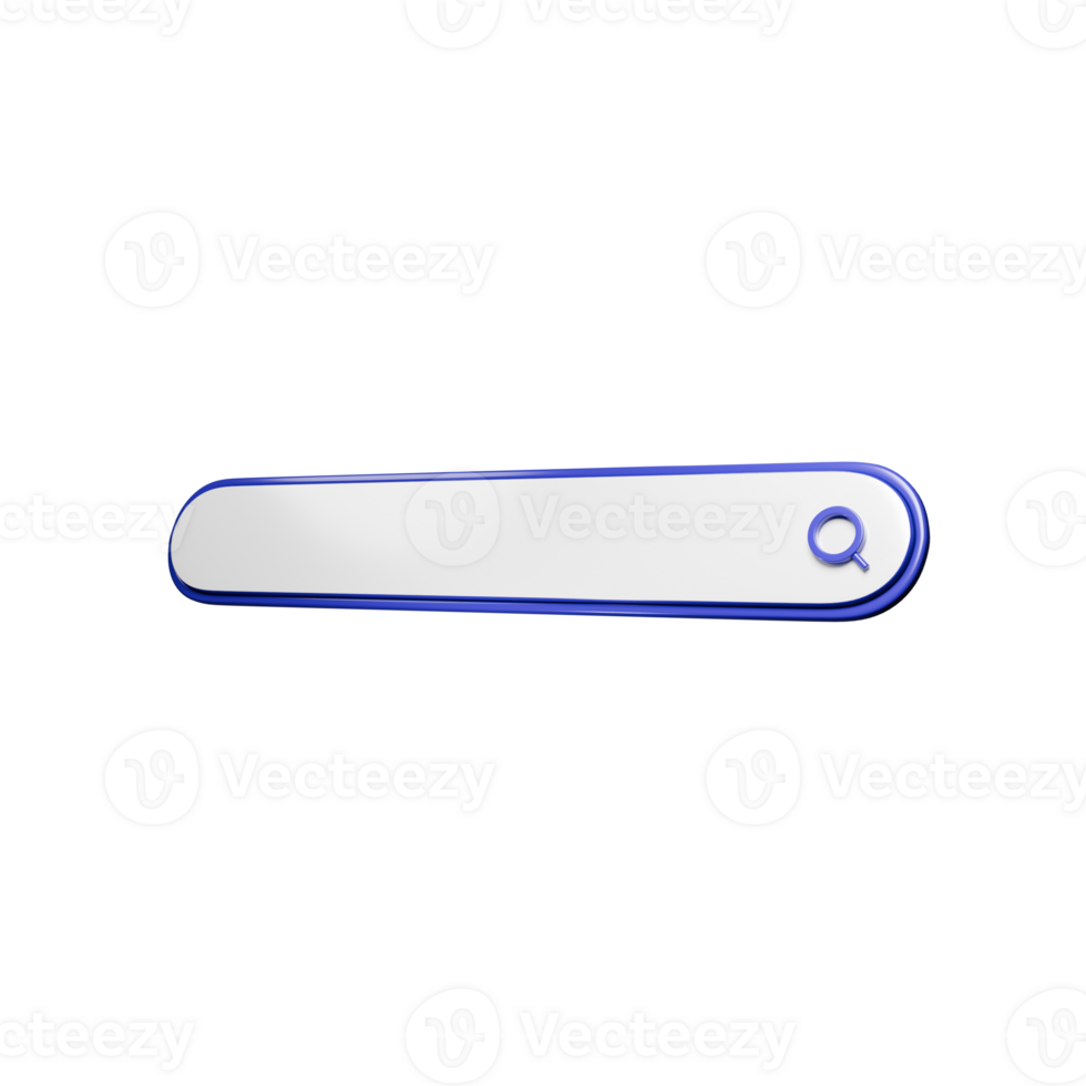 Perspective 3D Rendered Search Bar with Magnifying Glass Illustration png